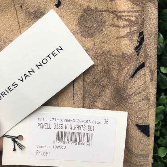 Dries Van Noten Black and Beige Flower Trouser 36 - Picture 6 of 7